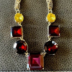 LANE BRYANT Chunky Geometric Jeweled Necklace - Red, Amber, Purple, Yellow